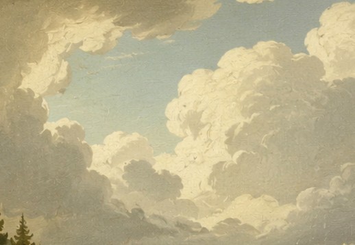 Leuchtende Wolken über den Hügeln