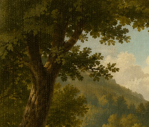 Alter Baum am Hang über dem Ufer