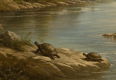 Schildkröten am Uferfelsen